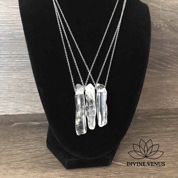 Clear Quartz Stainless Steel Necklace - Large - Picture 6 of 8